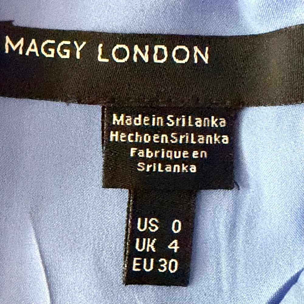 Maggy London Blue Floral Halter Pleated Handkerchief Hem Midi Dress Size 0 - Picture 5 of 8